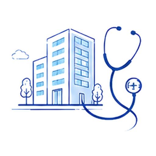 病院と聴診器のイラスト
