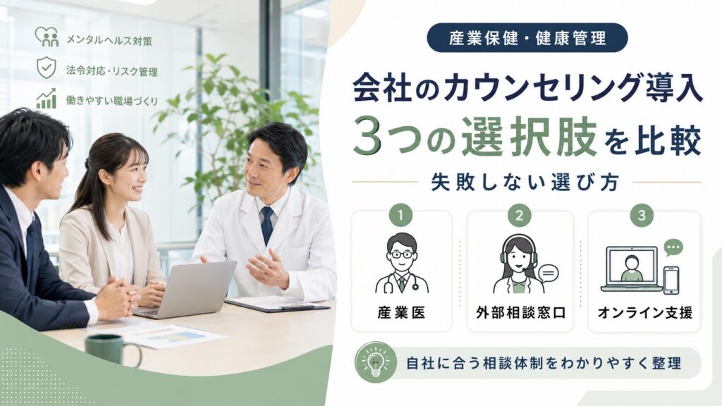 会社のカウンセリング導入｜3つの選択肢を比較、失敗しない選び方