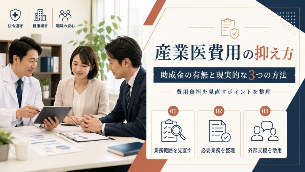 産業医の助成金はない？費用を抑える3つの現実的な方法