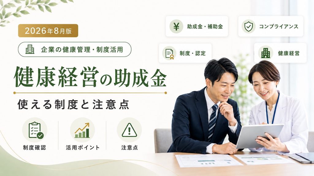 【2026年8月版】健康経営の助成金はほぼ無い？使える制度と注意点を解説