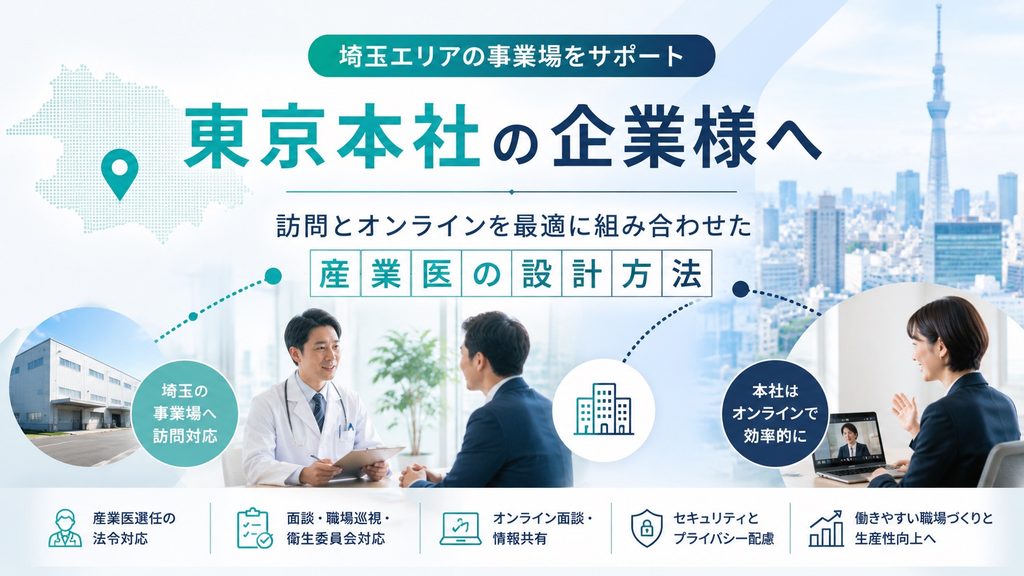埼玉の産業医探し｜本社が東京の企業向け、訪問とオンラインの設計方法